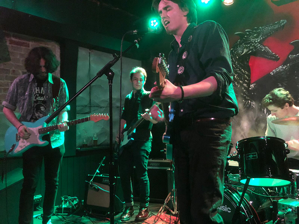 A band playing live.