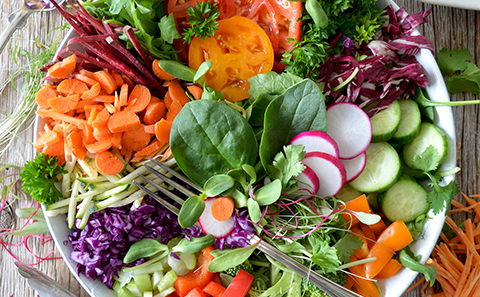 Close up of a plate of vegetables