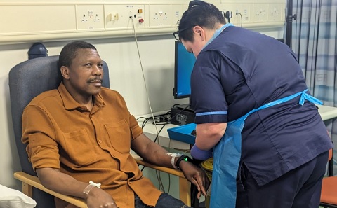 Patient being treated