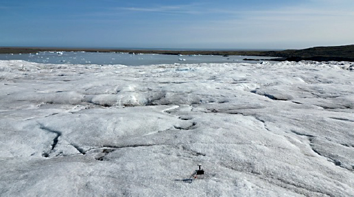 Glacier showing sensor in foreground