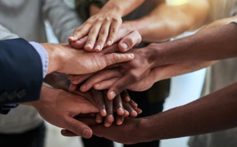 Humans holding hands.