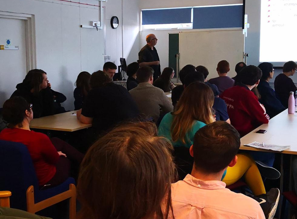 Professor Jörg Fliege giving his talk