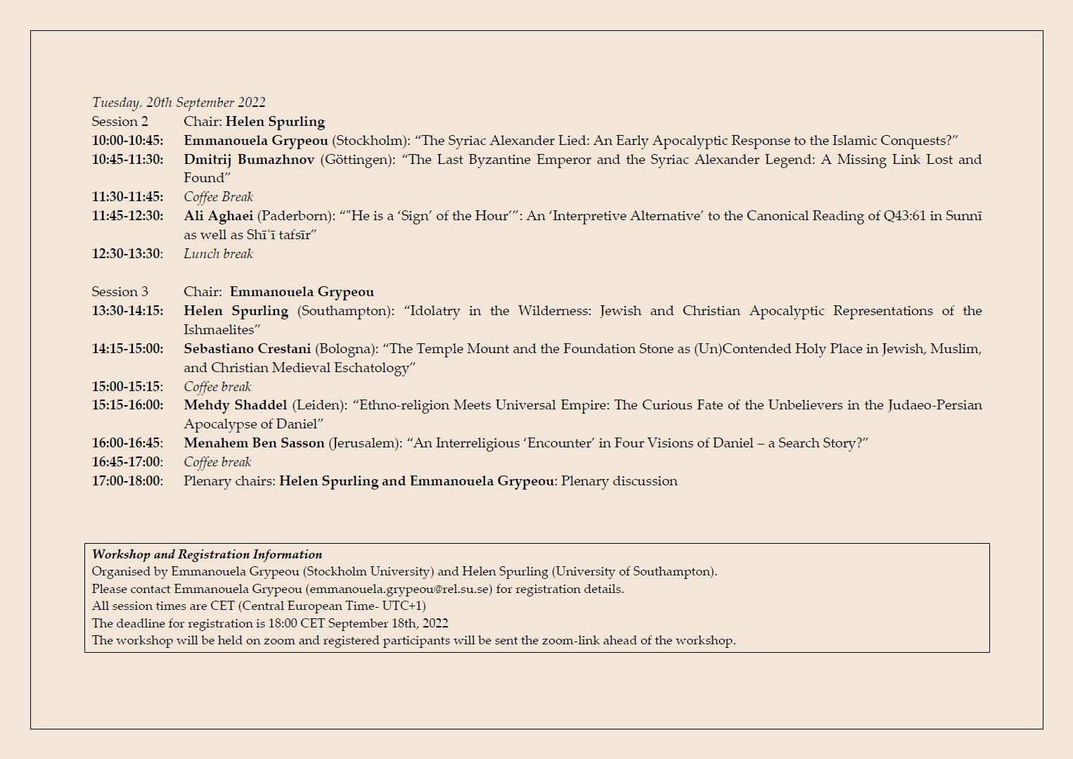 Workshop Programme