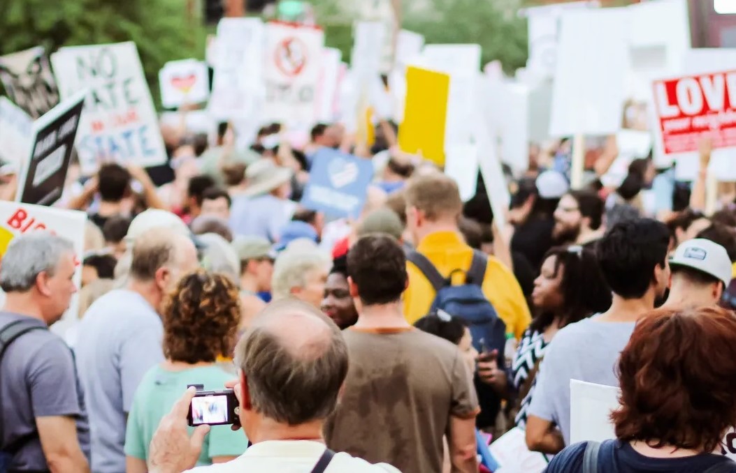 People at a rally