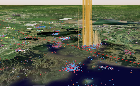 GIS surface map with data