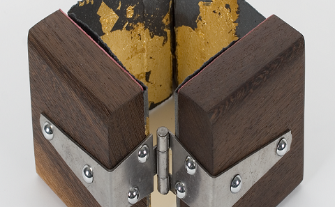 Wooden box with black and gold 