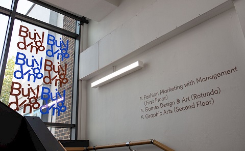 Display of vinyl letters on Window