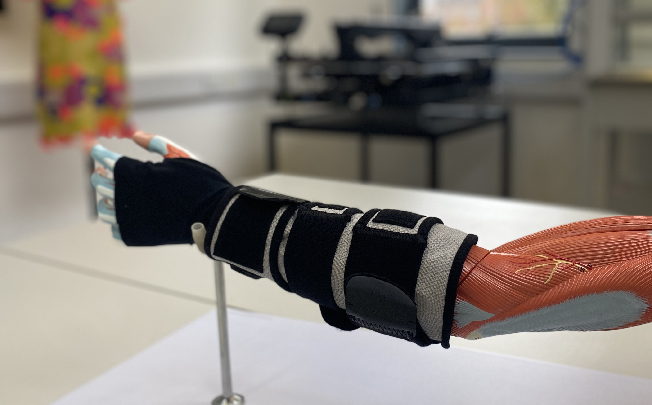 The stroke glove prototype on a lab