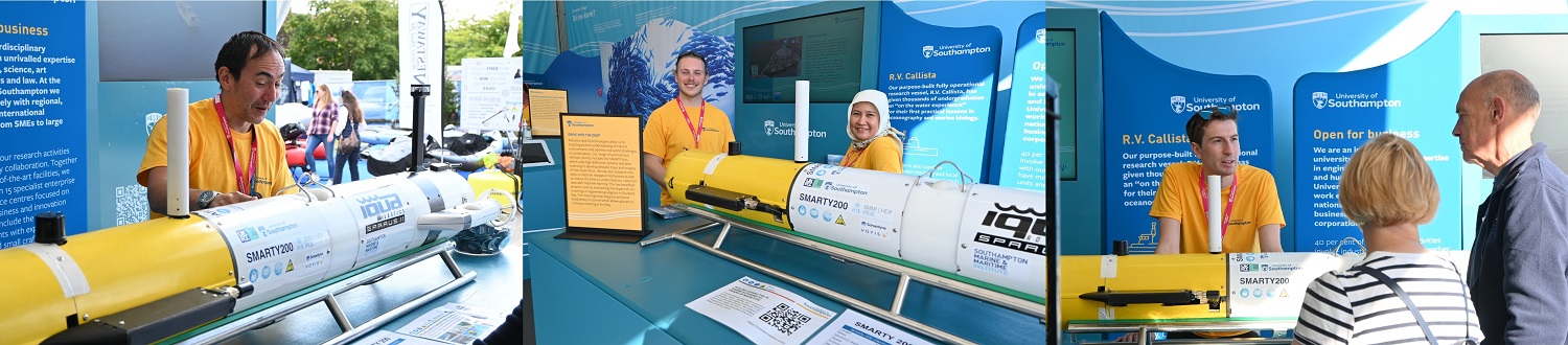 The team showcased one of the University’s ocean-going robotic submersibles, Smarty200