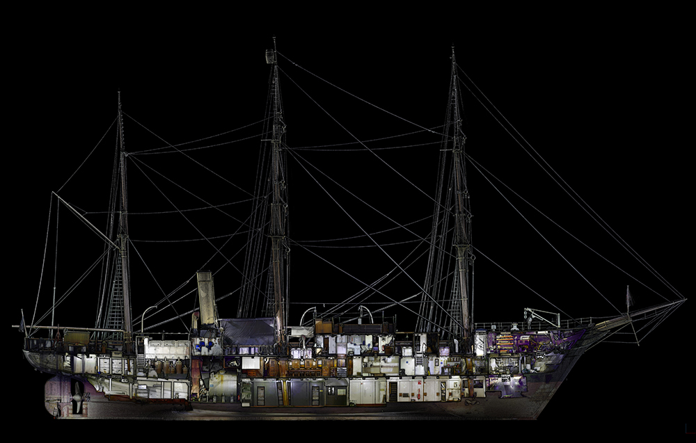Cross section of ship