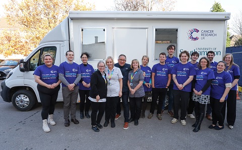 The iDx Lung study team outside the mobile resaerch sampling van