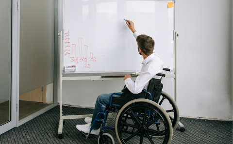 image of person in wheelchair in the workplace
