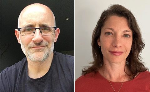 Head and shoulders portrait images of Professors Clive Trueman and Dianna Smith. Both professors are looking directly at the camera