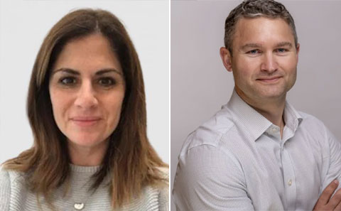 Head and shoulders portrait images of Professors Hanna Kovshoff and Pete Worsley. Both professors are looking directly at the camera
