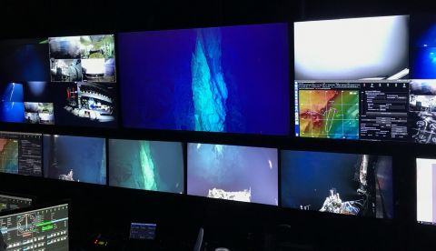 Montage of screens showing the view from remotely operated vehicle JASON 11.