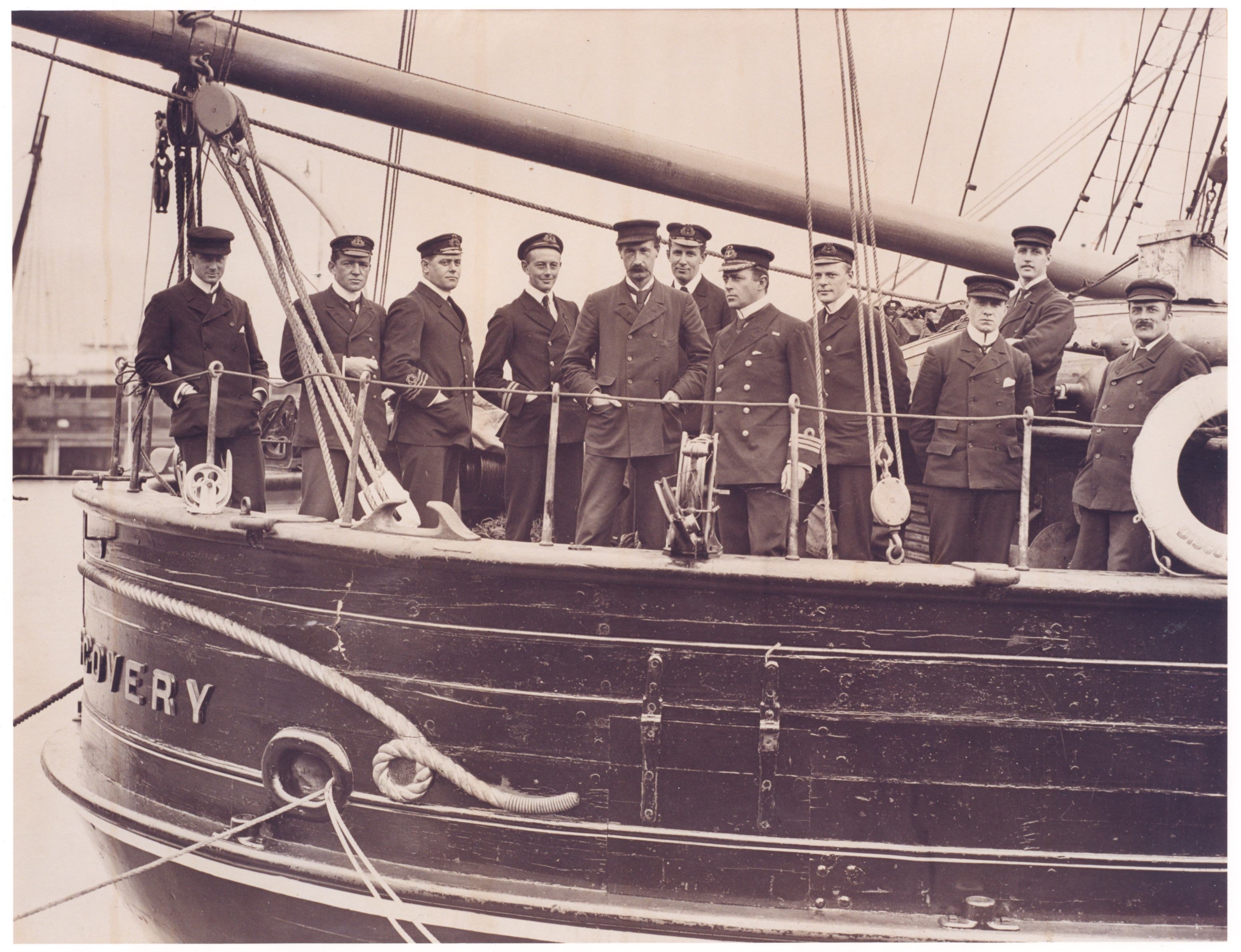 Officers and scientists on board the Royal Research Ship (RRS) Discovery