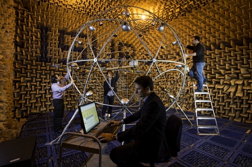 People in sound sphere in Large anechoic chamber
