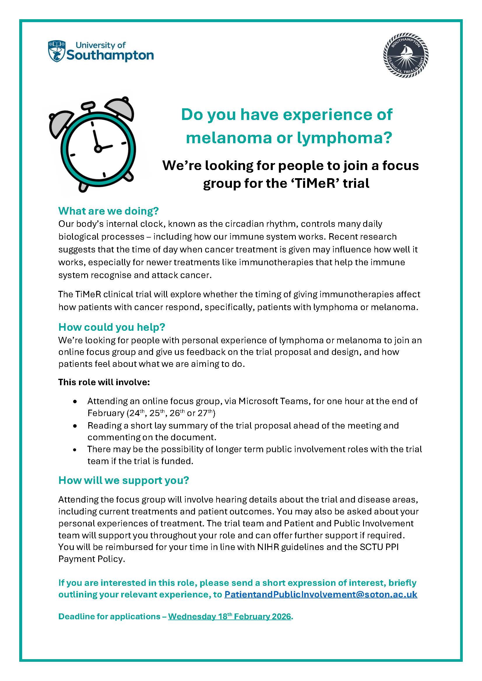 Patient And Public Involvement at the Southampton Clinical Trials Unit |  Southampton Clinical Trials Unit | University of Southampton