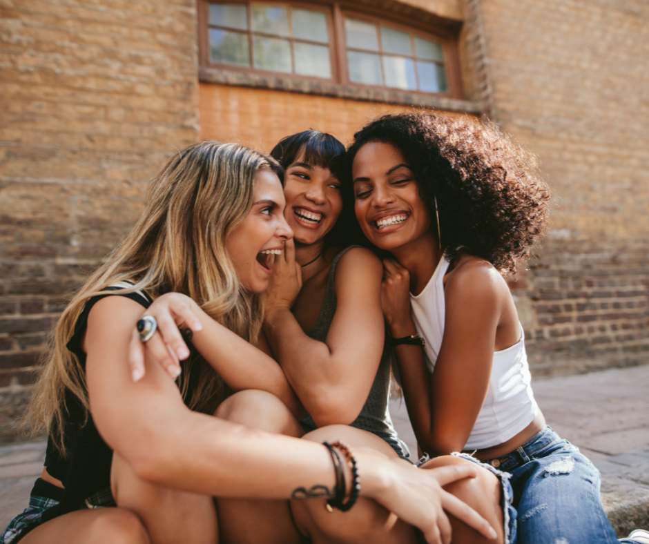 Friends being reunited 