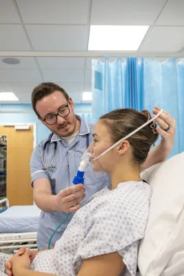MNURS Nursing (Adult and Child) student Jack Conner with patient