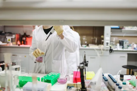 Cancer researcher working in the lab