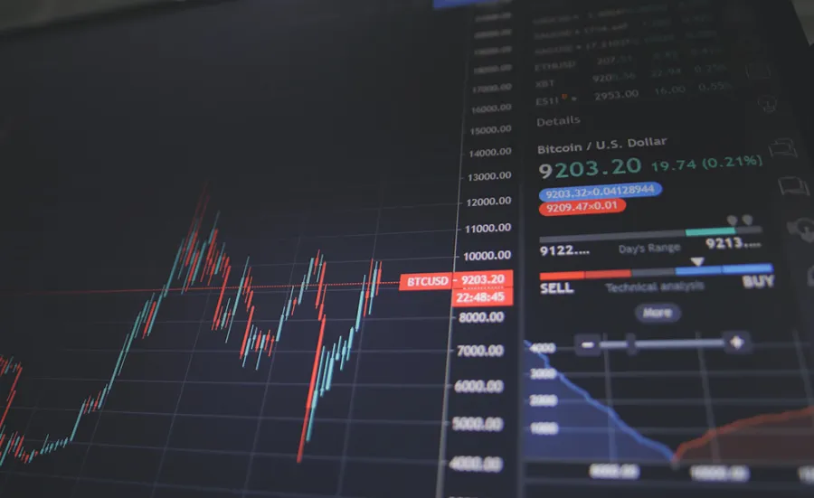 A trading screen showing a bitcoin price chart