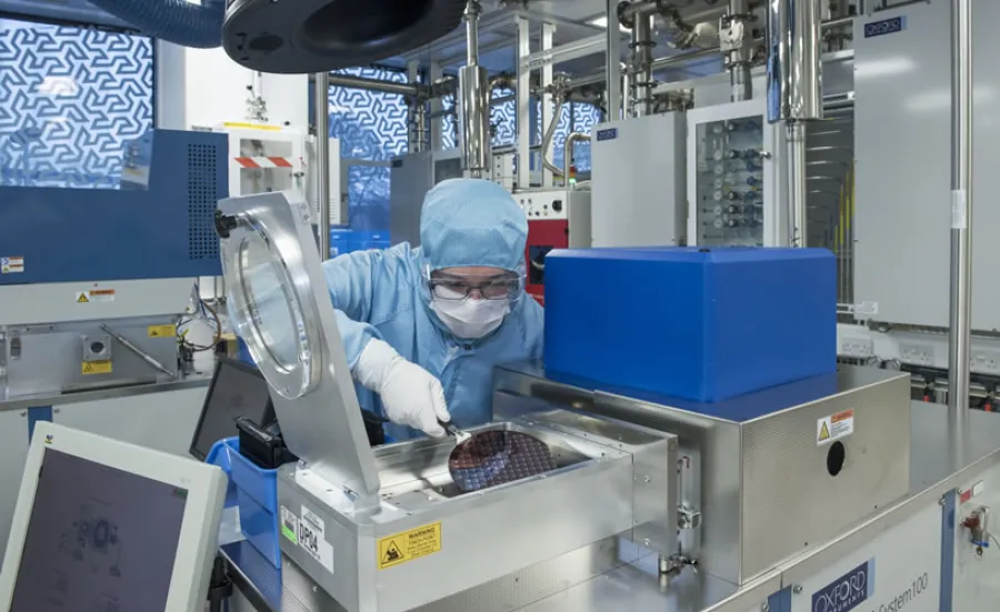 Researcher in a cleanroom