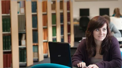 Student using a laptop