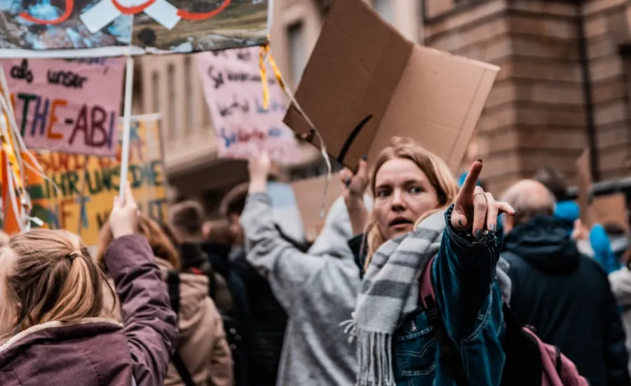 Woman at a climate protest