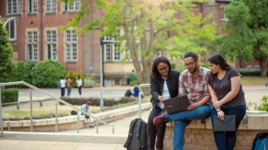 Students meeting at Highfield campus