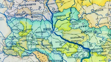 Historical map of Ukraine and nearby countries, with Russian text