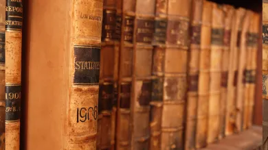 Library shelf with legal books