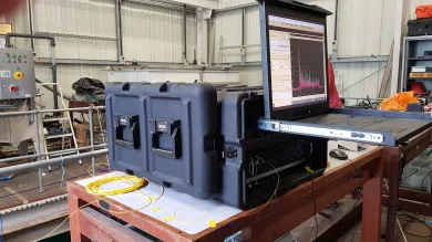 Underwater tests using our portable optical fibre distributed acoustic sensing (DAS) unit. 