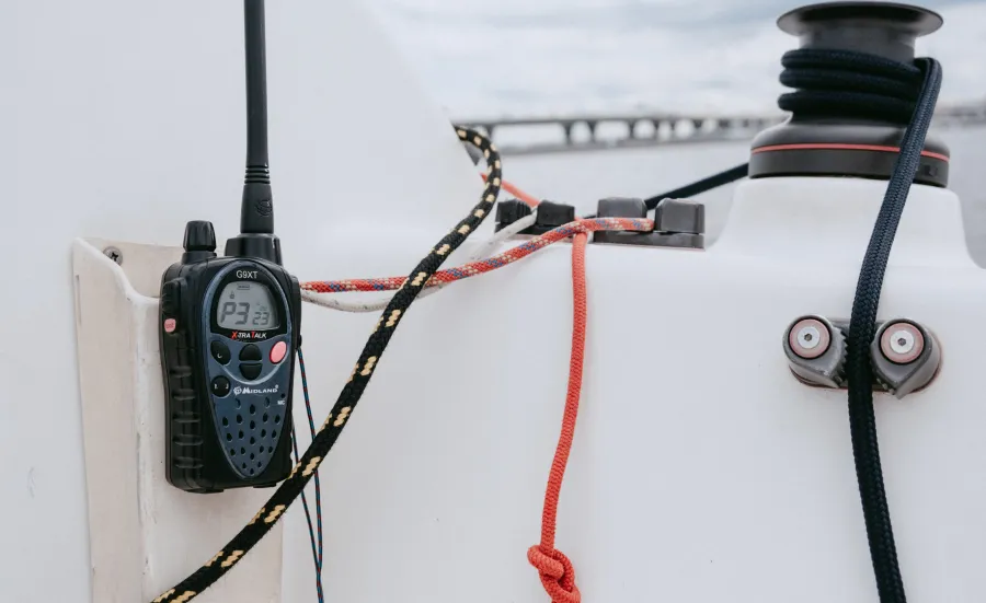 radio receiver on a boat deck