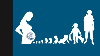 Silhouette images depicting the stages from pregnancy to pre-teenage stages of life 