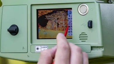 Laser scan seen on screen of Terrestrial Laser Scanner