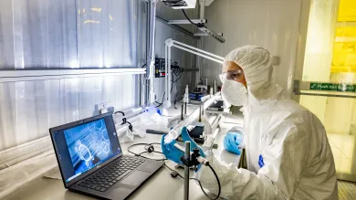 A man with microstructured fibre core stacking 