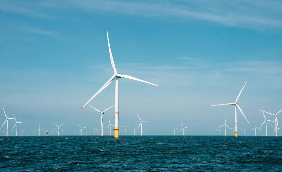 Offshore wind turbines producing renewable and green energy