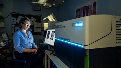 Patricia Goggin uses a high tech imaging device.