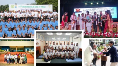 Collaged images of 11th International Day of Yoga