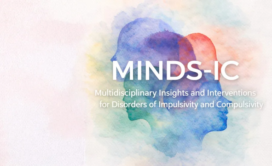 Watercolor silhouettes of overlapping human profiles with the text "MINDS-IC: Multidisciplinary Insights and Interventions for Disorders of Impulsivity and Compulsivity."