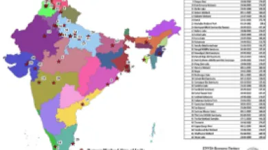 Map of wetland sites of India