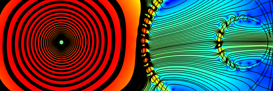 Hollow core fibre computational modelling coloured pattern