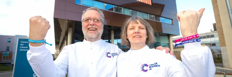 Profs Raimund Ober and Sally Ward outside the new CCI building.