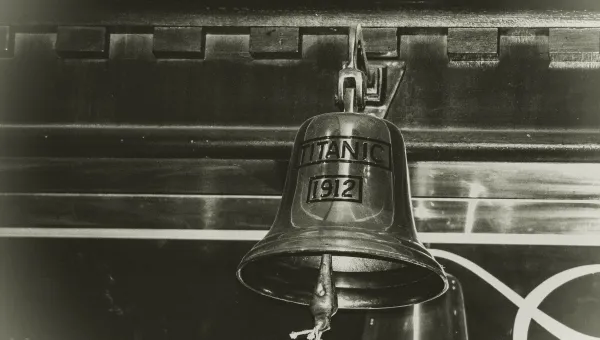 Close-up of the Titanic's bell from 1912. 