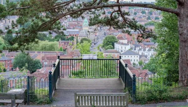 View of the city from St Gile's Hill Winchester.