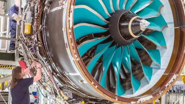 Rolls-Royce engineers work on the UltraFan engine