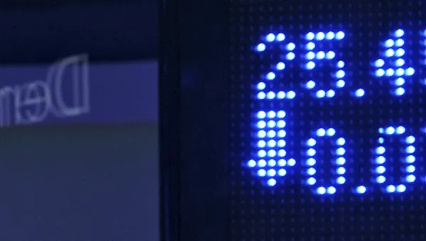 Digital number display showing American stock exchange information