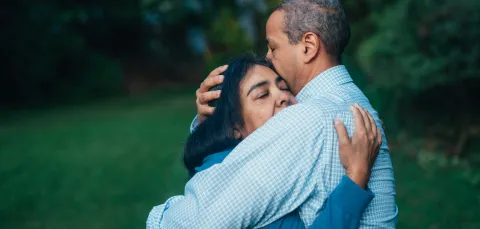 Couple hugging