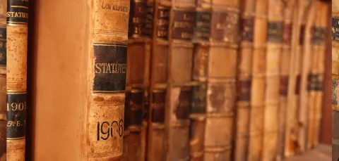 Library shelf with legal books